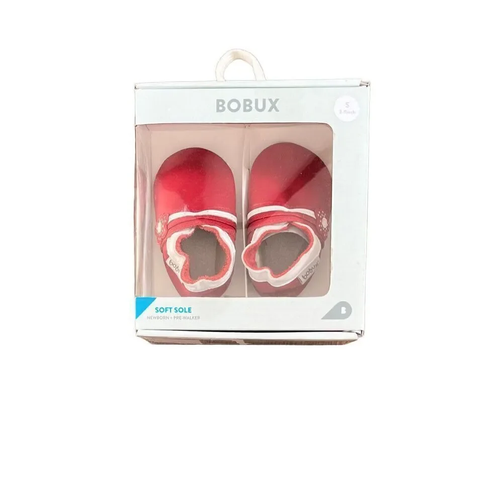 NEW Bobux Softsole Baby US 3-9 Months Red Leather Shoes Slippers